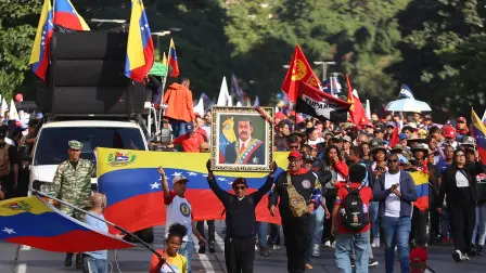 Simpatizantes de Nicolás Maduro marcharon este martes 3 de febrero en Caracas para exigir la liberaciónd el expresidente venezolano.