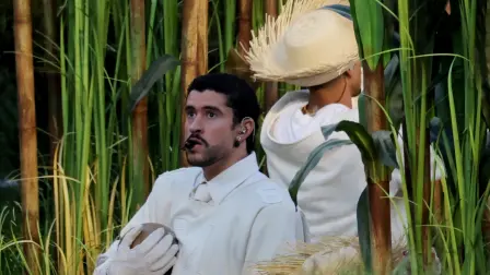 Super Bowl LX - Half-Time Show - New England Patriots v Seattle Seahawks - Levi's Stadium, Santa Clara, California, United States - February 8, 2026 Bad Bunny performs during the halftime show REUTERS/Carlos Barria