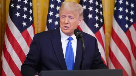 US President Donald Trump speaks at an event honoring Bay of Pigs veterans in the East Room of the White House in Washington, DC on September 23, 2020. (Photo by MANDEL NGAN / AFP)