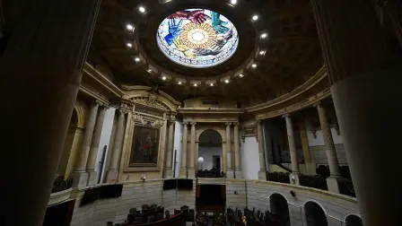 The Senate Plenary Hall of the Congress of Colombia is pictured in Bogota on March 5, 2026. (Photo by Raul ARBOLEDA / AFP)