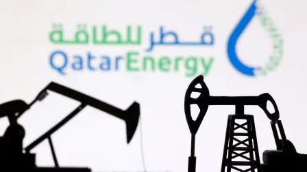 FILE PHOTO: 3D-printed oil pump jacks and the QatarEnergy logo appear in this illustration taken March 2, 2026. REUTERS/Dado Ruvic/Illustration/File Photo