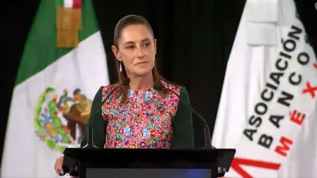 La presidenta de México, Claudia Sheinbaum Pardo, durante la 89 Convención Bancaria.