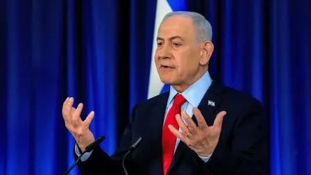 Israeli Prime Minister Benjamin Netanyahu gives a press conference in Jerusalem on March 19, 2026. (Photo by Ronen Zvulun / POOL / AFP) /