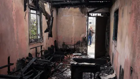 Casa de palestinos incendiada en Cisjordania.