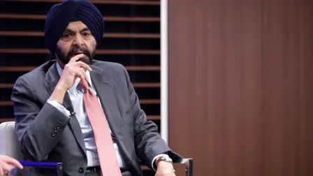 WASHINGTON, DC - APRIL 07: World Bank Group President Ajay Banga participates in a discussion at Atlantic Council on April 7, 2026 in Washington, DC. Banga spoke about the World Banks jobs agenda and economic development.   Alex Wong/Getty Images/AFP (Photo by ALEX WONG / GETTY IMAGES NORTH AMERICA / Getty Images via AFP)
