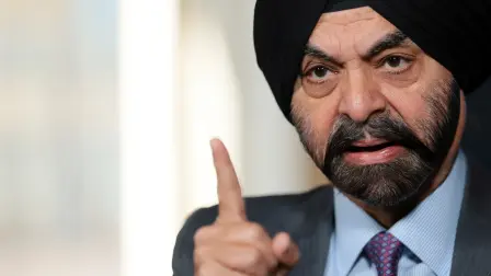 World Bank Group President Ajay Banga speaks during an interview with Reuters at the World Bank in Washington, D.C., U.S., April 10, 2026. REUTERS/Jonathan Ernst