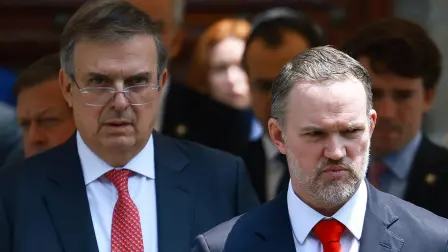 Marcelo Ebrard, titular d la Secretaría de Economía y Jamieson Greer, representante comercial de Estados Unidos, quien visitó la Ciudad de México el lunes 20 de abril.