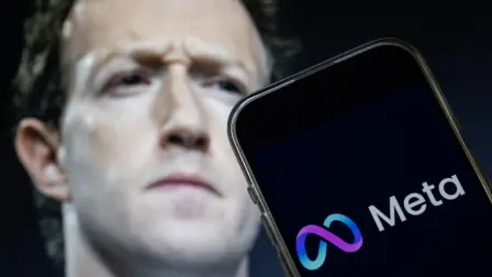 This photo illustration created on January 7, 2025, in Washington, DC, shows an image of Mark Zuckerberg, CEO of Meta, and an image of the Meta logo. Social media giant Meta on January 7, 2025, slashed its content moderation policies, including ending its US fact-checking program, in a major shift that conforms with the priorities of incoming president Donald Trump. (Photo by Drew ANGERER / AFP)