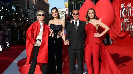 Meryl Streep, Anne Hathaway, Stanley Tucci y Emily Blunt en el estreno londinense de El diablo viste de Prada 2.