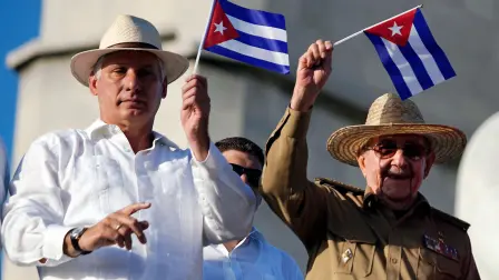 Miguel Díaz-Canel, presidente de Cuba y el exmandatario Raúl Castro.