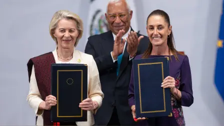 La modernización del pacto comercial fue firmada en una ceremonia encabezada por la presidenta Claudia Sheinbaum y la presidenta de la Comisión Europea, Ursula von der Leyen.
