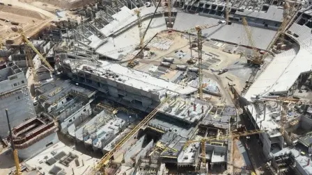 Construcción del Estadio de Marruecos en construcción.