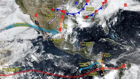 Mapa del SMN del tiempo atmosférico en México.