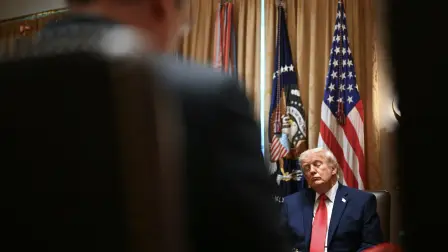 US President Donald Trump listens during a cabinet meeting in the Cabinet Room of the White House in Washington, DC, on May 27, 2026. (Photo by Kent NISHIMURA / AFP)