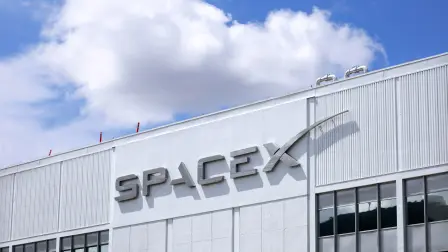 HAWTHORNE, CALIFORNIA - APRIL 02: The SpaceX logo is displayed at a SpaceX facility on April 2, 2026 in Hawthorne, California. Elon Musks rocket and satellite company SpaceX has confidentially filed for an initial public offering (IPO) in what may be one of the largest public offerings in history.   Mario Tama/Getty Images/AFP (Photo by MARIO TAMA / GETTY IMAGES NORTH AMERICA / Getty Images via AFP)