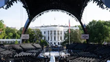 El ring de lucha llamado "The Claw" ("La garra") que se construyó para el torneo en la Casa Blanca.