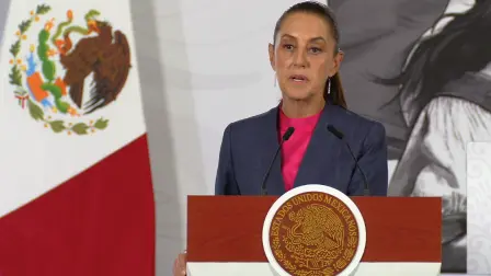 La presidenta de México, Claudia Sheinbaum Pardo, durante la conferencia matutina del lunes 15 de junio en Palacio Nacional. Foto: Especial
