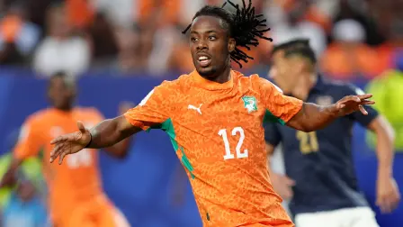Elye Wahi, delantero de Costa de Marfil, durante el partido contra Ecuador. Foto: Reuters
