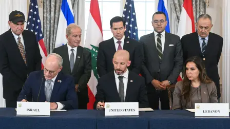 Representantes de Israel, Estados Unidos y Líbano firmaron el acuerdo en Washington, D.C. Foto: Reuters
