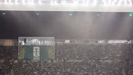 Lluvia en el Estadio CDMX antes del juego entre México y Ecuador del Mundial 2026.