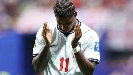 Soccer Football - FIFA World Cup 2026 - Round of 32 - England v DR Congo - Atlanta Stadium, Atlanta, Georgia, U.S. - July 1, 2026 England's Marcus Rashford reacts IMAGN IMAGES via Reuters/Nathan Ray Seebeck