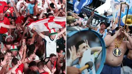 Fanáticos de Inglaterra y Argentina en el Mundial de Futbol 2026.