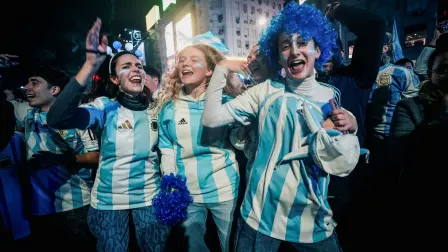 Soccer Football - FIFA World Cup 2026 - Semi Final - England v Argentina - Fans celebrate in Buenos Aires, Argentina - July 15, 2026. Fans celebrate on the day of the match. REUTERS/Mariana Nedelcu