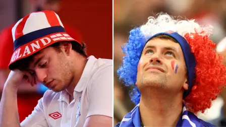 Fanaticos de Inglaterra y Francia en el Mundial de Futbol 2026.