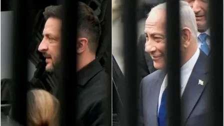 Volodimir Zelenski y Minister Benjamin Netanyahu a su arribo a la Casa Blanca.