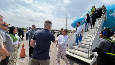 Ciudadanos venezolanos aterrizan en la ciudad venezolana de BarcelonaREMITIDA / HANDOUT por GRAN MISIÓN VUELTA A LA PATRIA EN TELEGRAMFotografía remitida a medios de comunicación exclusivamente para ilustrar la noticia a la que hace referencia la imagen, y citando la procedencia de la imagen en la firma04/8/2026