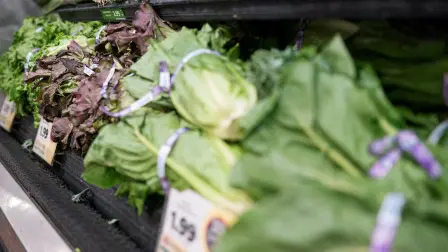 Lechuga expuesta para la venta en una tienda de EU, en medio de informes sobre la caída de la confianza de los consumidores en la lechuga debido a brote de ciclosporiasis