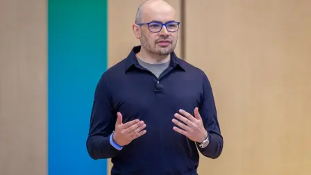 CEO of Google DeepMind, Demis Hassabis, speaks at the 2026 Google I/O technology developer conference in Mountain View, California, on May 19, 2026. (Photo by Karl Mondon / AFP)