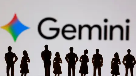 Miniature figurines and Gemini logo are seen in this illustration taken July 20, 2026. REUTERS/Dado Ruvic/Illustration