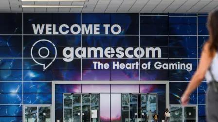 A sign for Gamescom 2026, a computer and video game event, at the entrance of Cologne trade fair grounds, in Cologne, Germany August 25, 2026. REUTERS/Jana Rodenbusch