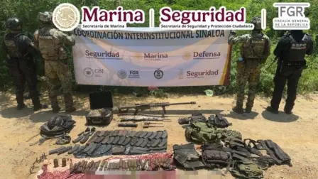 Operativo en Concordia, Sinaloa, dejó 49 explosivos destruidos, cinco armas, 2 mil 825 cartuchos, droga y tres vehículos asegurados.