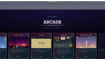 Captura de pantalla de 'Arcade', apartado en la Casa Blanca con juegos basados en la agenda política de Donald Trump.