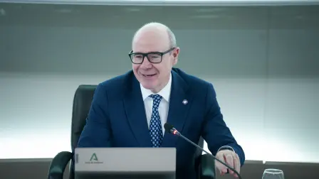 El rector de la UGR, Pedro Mercado, durante su intervención. A 24 de marzo de 2026, en Sevilla (Andalucía, España).