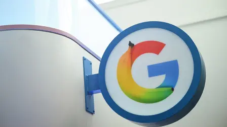 FILE PHOTO: A specially designed Google logo, during the opening of Google's new Artificial Intelligence (AI) centre in Berlin, Germany, March 5, 2026. REUTERS/Annegret Hilse//File Photo