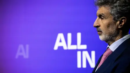 Canadian computer scientist Yoshua Bengio looks on during an announcement on day one of the Al In 2026 conference at the Palais des Congres de Montreal in Montreal, Quebec, on September 16, 2026. All In is Canada's largest artificial intelligence and technology event. (Photo by ANDREJ IVANOV / AFP)
