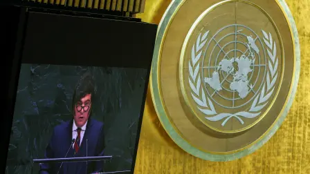 Argentina's President Javier Milei addresses the 81st United Nations General Assembly (UNGA) at UN headquarters in New York City, US, September 23, 2026.  REUTERS/MIKE SEGAR