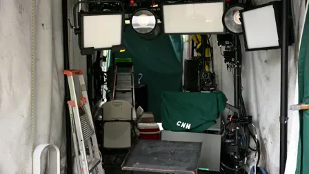 The CNN booth on "Pebble Beach" is seen empty at the White House in Washington, DC, on September 19, 2026. The White House made good on US President Donald Trump's vow to deny CNN, MS NOW and Politico access to the presidential mansion as punishment for reporting what he calls "fake news." The three news outlets denounced the ban as a violation of the US constitution and vowed to keep reporting on the US government. (Photo by Jim WATSON / AFP)