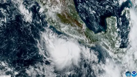 This handout satellite image obtained from the National Oceanic and Atmospheric Administration (NOAA)/GOES shows Hurricane Polo over the Pacific Ocean near Mexico on September 21, 2026. Hurricane Polo strengthened to Category 5 in the Mexican Pacific on September 22, 2026, with no forecast of landfall, the US monitoring center (NHC) reported. (Photo by Handout / NOAA / AFP) / RESTRICTED TO EDITORIAL USE - MANDATORY CREDIT "AFP PHOTO / NOAA / GOES" - NO MARKETING NO ADVERTISING CAMPAIGNS - DISTRIBUTED AS A SERVICE TO CLIENTS