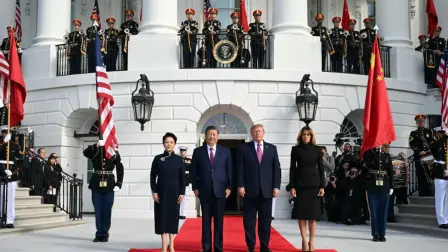 El presidente estadounidense, Donald Trump, dio la bienvenida al líder chino, Xi Jinping, a la Casa Blanca este jueves con una ceremonia solemne.