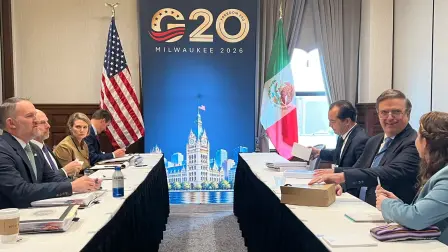 El secretario de Economía, Marcelo Ebrard y el representante comercial de Estados Unidos, Jamieson Greer.