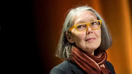 Canadian poet Anne Carson performs her work "Antigonick" at the Moderna Museet art gallery in Stockholm, Sweden, in this file photograph dated May 8, 2015. TT News Agency/Pontus Lundahl via REUTERS ATTENTION EDITORS - THIS IMAGE WAS PROVIDED BY A THIRD PARTY. SWEDEN OUT. NO COMMERCIAL OR EDITORIAL SALES IN SWEDEN.     TPX IMAGES OF THE DAY