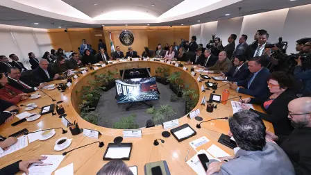 El secretario de Seguridad y Protección Ciudadana, Omar García Harfuch, se reunió con diputados.