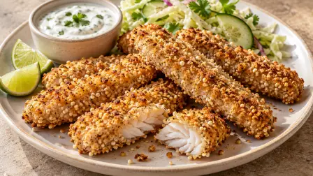Deditos de pescado con amaranto