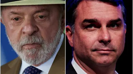 El presidente Luiz Inácio Lula da Silva y el candidato ultraderechista Flávio Bolsonaro.
