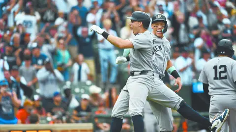 Los New York Yankees celebran.