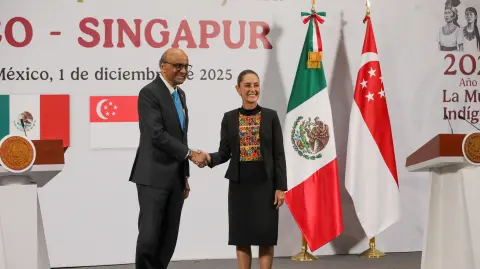 La presidenta de México, Claudia Sheinbaum se reunió con el presidente de Singapur, Tharman Shnmugaratnam.